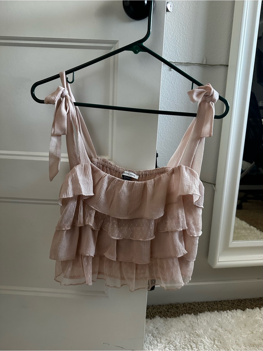 American Eagle Outfitters Blush Ruffle Tie-Shoulder Camisole